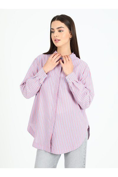Benin Benin Cotton Shirt - Blue Striped