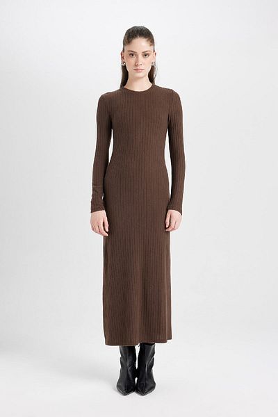 DeFacto Φόρεμα Maxi Bodycon με μακρυμάνικο λαιμόκοψη - D3373ax24wn