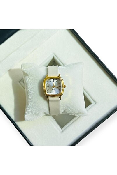 Brality Real Leather Cord, Women's Wristwatch, Beige Color Gold Square Case, ...