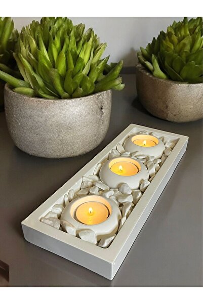 esdekorium Dekoratif Tabaklı 3'lü Mumluk Seti(MUMLAR HARİÇ)