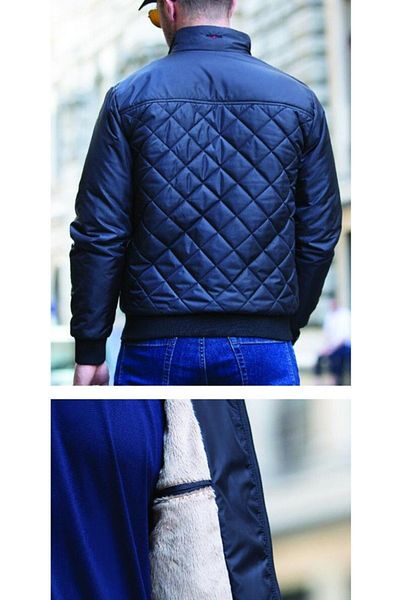 Masimar Men's Woven Coat - Stand Collar and Inner Fur