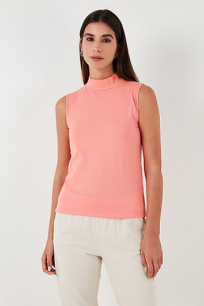 Lela Cotton Sleeveless Stand Collar T Shirt T SHIRT5865710