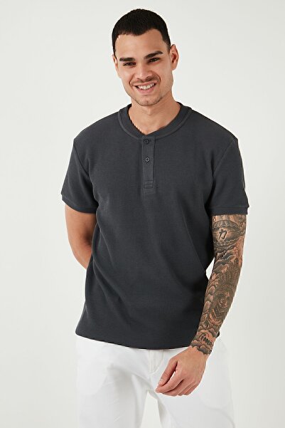 Buratti Pamuklu Relaxed Fit Düğmeli Sıfır Yaka T Shirt Erkek T SHİRT 5902737