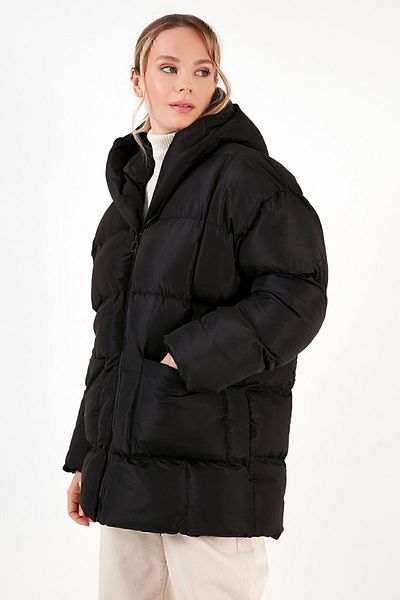 Lela Kabát Oversize Fit s kapucí Puffer CoAT 640Y047