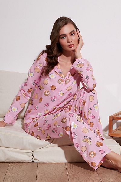 Lela Reguar Fit Soft Textured Pajamas Set PYJAMAS SET 611PT288Y