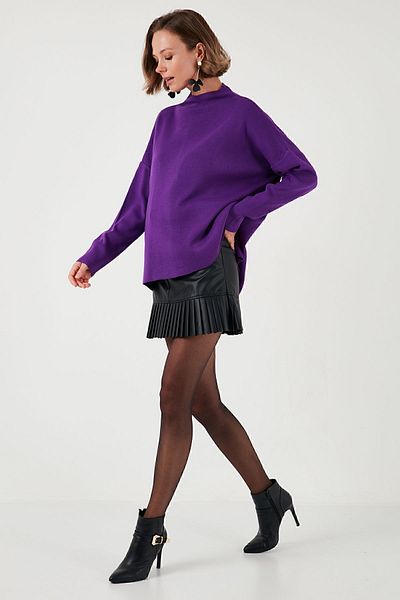 Lela Long Stand Collar Thin Knitwear Sweater - Back 4615002