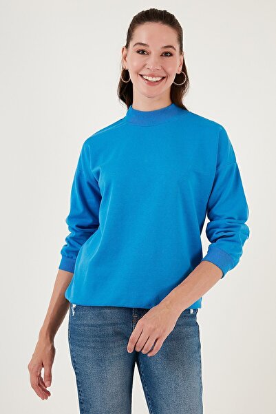 Lela Sweat tricotat de bază din bumbac cu guler vertical - 5863323