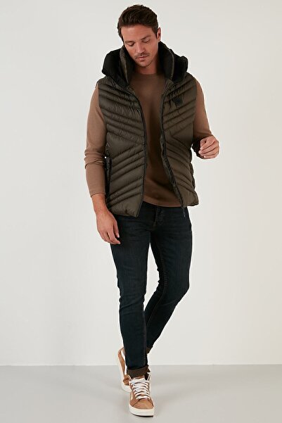 Buratti Сlim Fit з капюшоном, стоячим коміром і кишенями, надувний жилет, чоловічий жилет 6274910