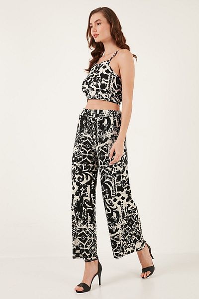 Lela Patterned High Waist Wide Leg Trousers PANTS5865681