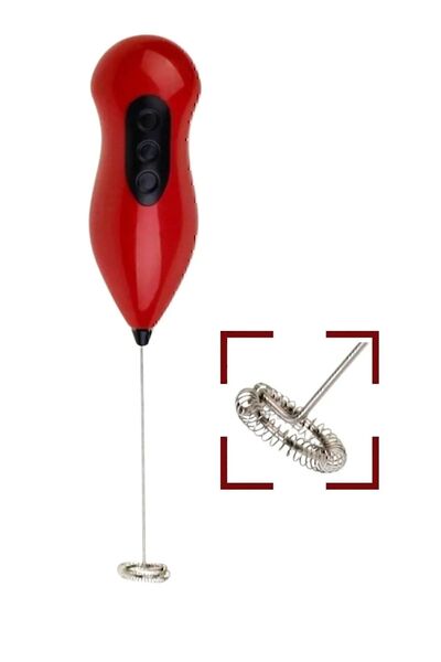 Genel Markalar Pilli Mini Mixer Kahve Süt Köpürtücü Karıştırıcı Cappuccino Mixer (SİYAH-BEYAZ)