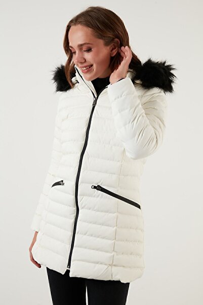 Lela Women's Coat with Removable Hooded Faux Fur Collar 497kylıe21