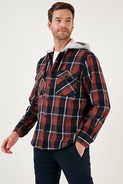 Buratti Καρό ανδρικό πουκάμισο ξυλοκόπο με κουκούλα διπλής τσέπης Cf22w2650