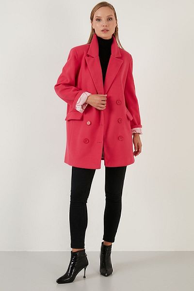 Lela Oversize Double Buttoned Long Coat with Pockets 6230058