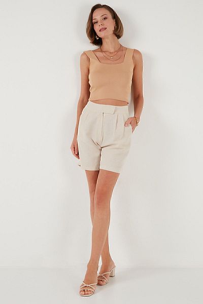 Lela High Waist 100% Cotton Shorts - SHORTS 673SY601