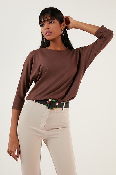Lela Crew Neck Three Quarter Sleeve Blouse Blouse 5861416y