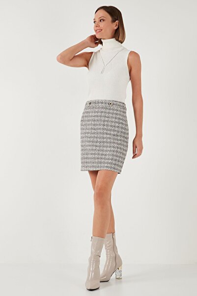 Lela Tweed Plaid Mini Winter Skirt - Straight Cut Pencil, Skirt 611et0602