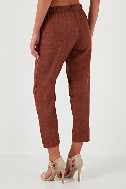 Lela Linen Look Elastic Waist Pants -5865797