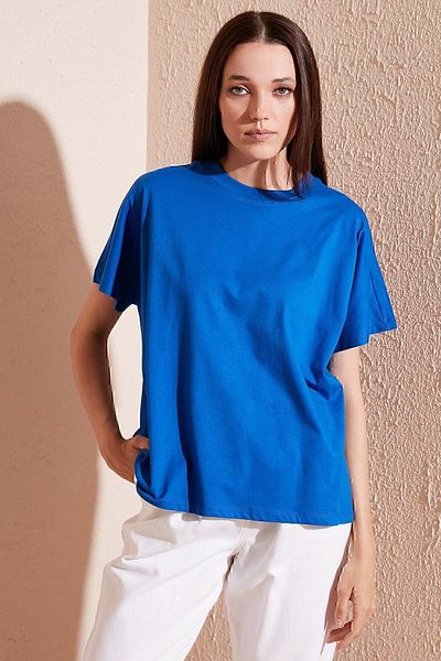 Lela Oversize 100% Cotton Crew Neck Basic T Shirt T SHIRT 5864489