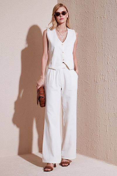 Lela Pantaloni Palazzo plisați cu talie înaltă - PANTALON 673PY2001