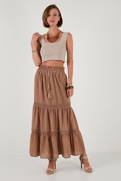 Lela Long Laced Skirt - Elastic Waist, SKIRT 611ET0106