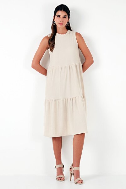 Lela Regular Fit Kolsuz Midi Elbise  ELBİSE 5865658