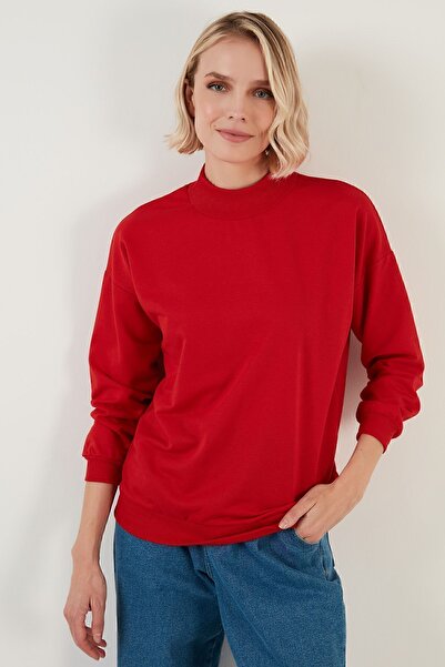 Lela Sweat tricotat de bază din bumbac cu guler vertical - 5863323