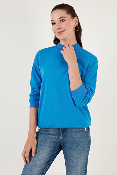 Lela Sweat tricotat de bază din bumbac cu guler vertical - 5863323