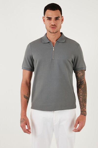 Buratti Men's Polo Neck Cotton T-Shirt - Zippered, Regular Fit5902915