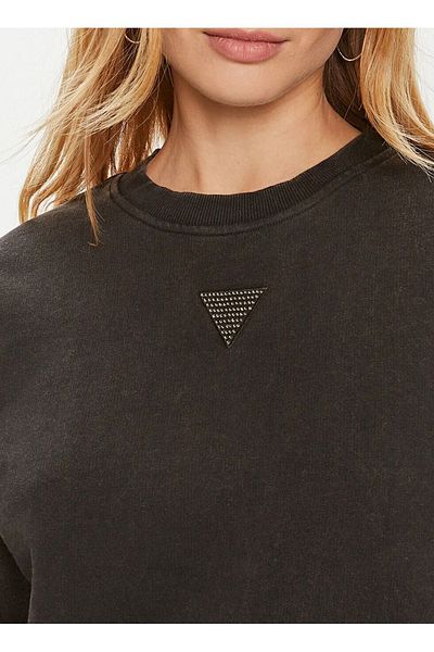 Guess Γυναικείο φούτερ με μαύρο σχέδιο Crew Neck - Big Guess Cotton Brush