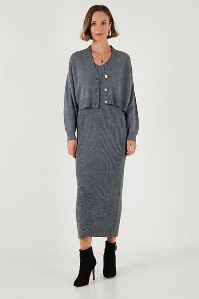 Lela Knitwear Crop CarDigan - V-neck, ButtoneD - CarDigan 4616170