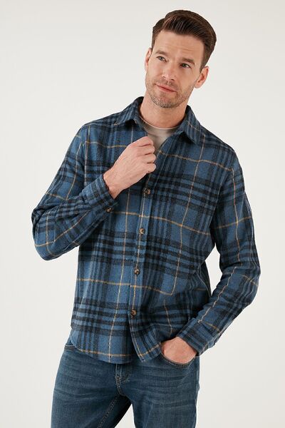 Buratti Екологічна сорочка з довгими рукавами Slim Fit для зими Чоловіча сорочка Cf21w112844