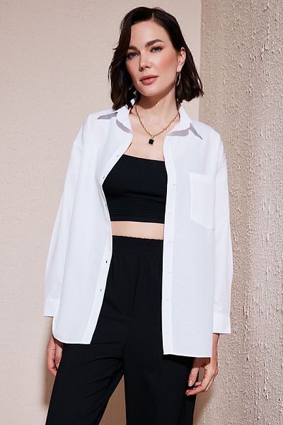 Lela Cămașă de iubit cu nasturi la spate din bumbac CAMISA66939522S4