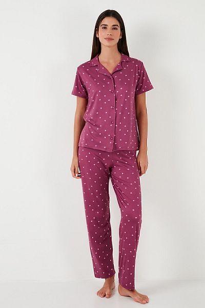 Lela Patterned Regular Fit Shirt Collar Pajamas Set PYJAMAS SET65750101