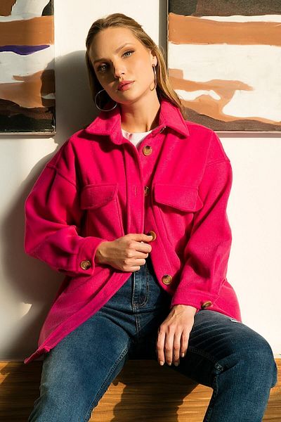 Lela Oversize Winter Shirt Jacket with Pockets Shirt Jacket 42190456