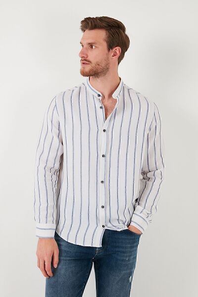 Buratti Сорочка з коміром-стійкою, смугаста, 100% бавовна, прямий крій, чоловіча сорочка Cf23s126828