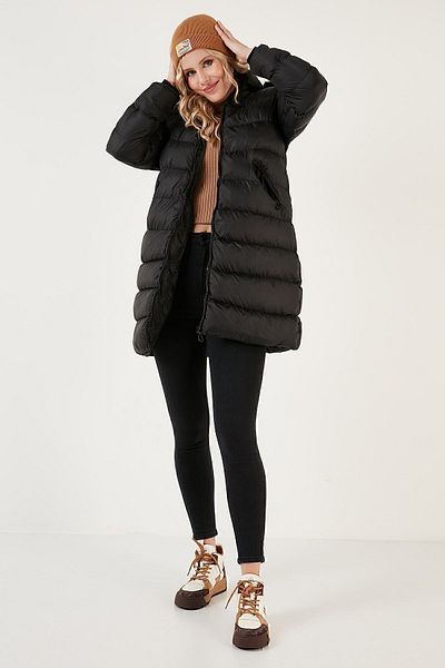Lela Water Repellent Regular Fit Removable Hooded Puffer Coat COAT 640Y001