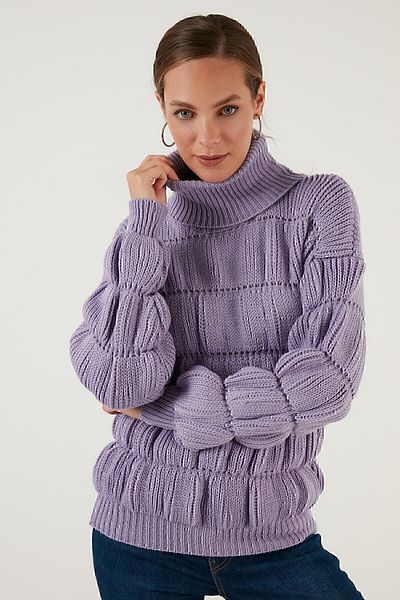 Lela Turtleneck Gathered Knitted Sweater Women's Sweater 4616108