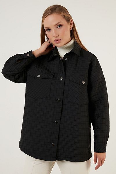 Lela Oversize Quilted Shirt Jacket with Pockets Shirt Jacket 42190505