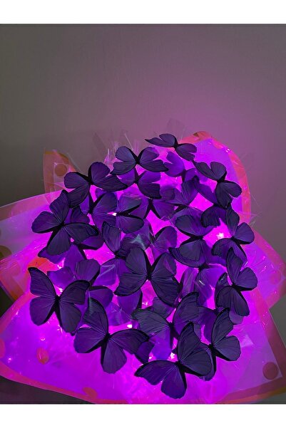 ESZEL Led Işıklı Mor Kelebek Buket