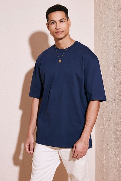 Buratti Βαμβακερό Oversize Crew Neck Basic T-shirt Ανδρικό T-shirt 5902365
