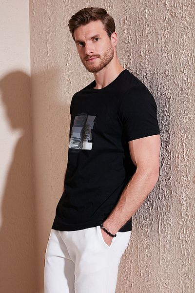 Buratti Men's Slim Fit Crew Neck Cotton T-Shirt - 646R8010