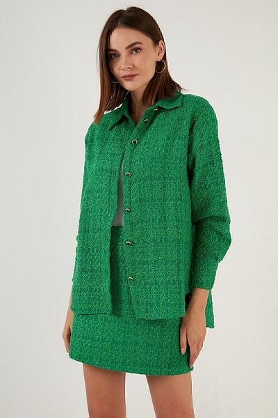 Lela Βαμβακερό πουκάμισο Tweed Oversize 42190503