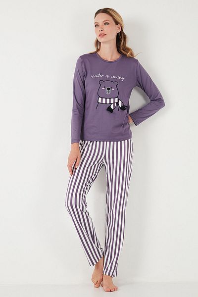 Lela Patterned Crew Neck Regular Fit Pajama Set - 65719102