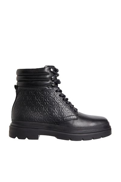 Calvin Klein Men's Black Boots - Brand Patterned, LoGo, Lace-up, Stylish LookinG hm0hm01211