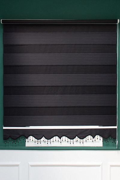 Payidar Zebra Roller Blinds Beaded Pleated Black Modern Curtain