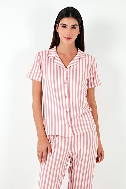 Lela Σετ πιτζάμες γιακά πουκάμισο με κανονική εφαρμογή με σχέδιο PAJAMAS SET65750101