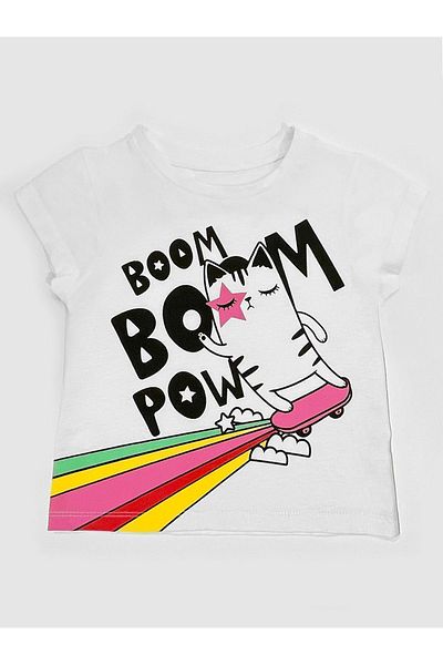 MSHB&G Boom Boom Cotton Combed Girl's White T-shirt