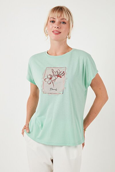 Lela Μπλουζάκι με στάμπα με λαιμόκοψη - κανονική εφαρμογή 6671002