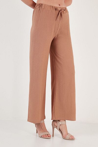 Lela Waist Tied Relaxed Cut Crinkle Bird Trousers PANT5862061