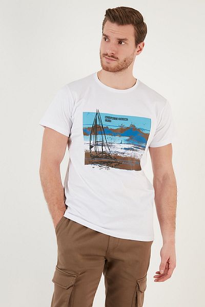 Buratti Ανδρικό μπλουζάκι με στάμπα Crew Neck 100% βαμβακερό Slim Fit T-shirt 541YELKEN24